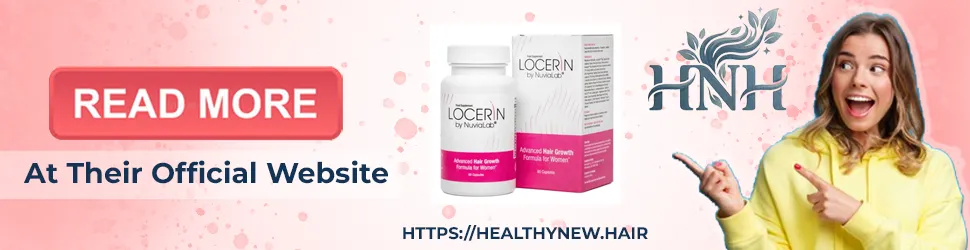 Banner with Logo of Healthynew.hair and Read More Button At Their Official Website