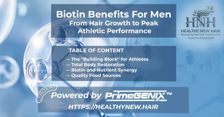 Health benefits of Biotin for men including muscle recovery, energy metabolism, and peak athletic performance.