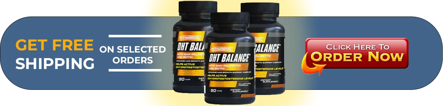 Official PrimeGENIX DHT Balance laboratory partner banner for natural hair growth restoration and lifestyle vitalization guides.