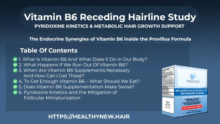 Official Provillus dual-action hair restoration system Featured Image featuring the specialized oral dietary supplement matrix and Vitamin B6 solution for advanced androgenetic alopecia treatment.