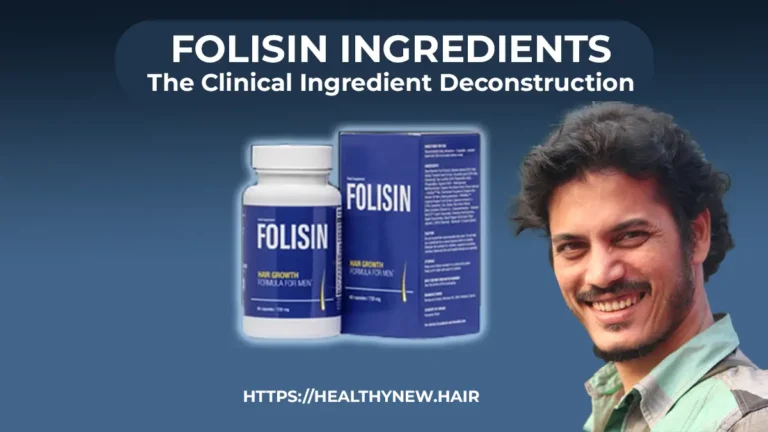 High-end laboratory bottle showcase representing Folisin Receding Hairline Treatment featuring active capsule components, standardized botanical blockers, and co-enzyme complexes for male capillary mass stabilization cleanly